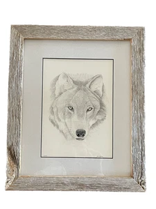9,5"x11 3/8" verwittert rustikal Scheunenholz Distressed Bild Fotorahmen Wolf Druck - Bild 1 von 6
