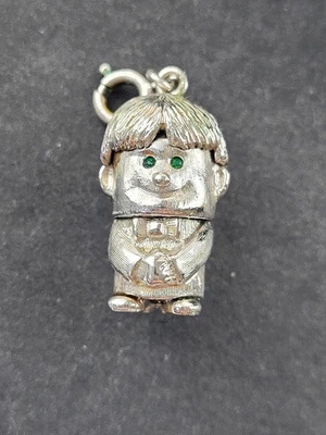 Dije Articulado Sonrisa Niño Tirar Cabeza Mensaje Sonrisa Estrás Ojos Tono Plateado Foto 1 de 4