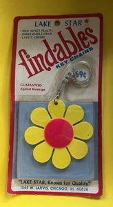LLAVERO VINTAGE LAKE STAR FINDABLES AÑOS 60 FLOWER POWER SELLADO Amarillo + Rosa Nuevo - Imagen 1 de 1