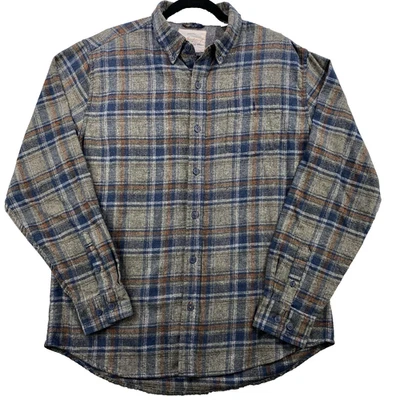 Weatherproof Men's Large Plaid Long Sleeve Flannel Shirt  Gray, Blue & Brown - Image 1 of 4