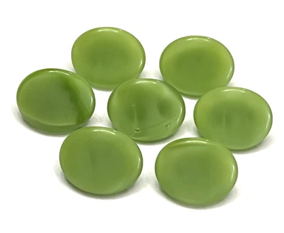 Vintage Set of 7 Green Silk Glass Buttons - 1/2" (G8) - Image 1 of 4