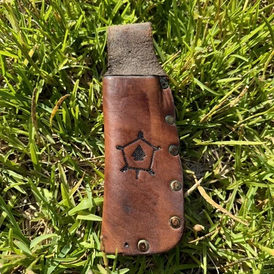Funda de cuchillo de cuero diseño quemado accesorio de cinturón hecho a mano sin marca 6" (EF20) Foto 1 de 4