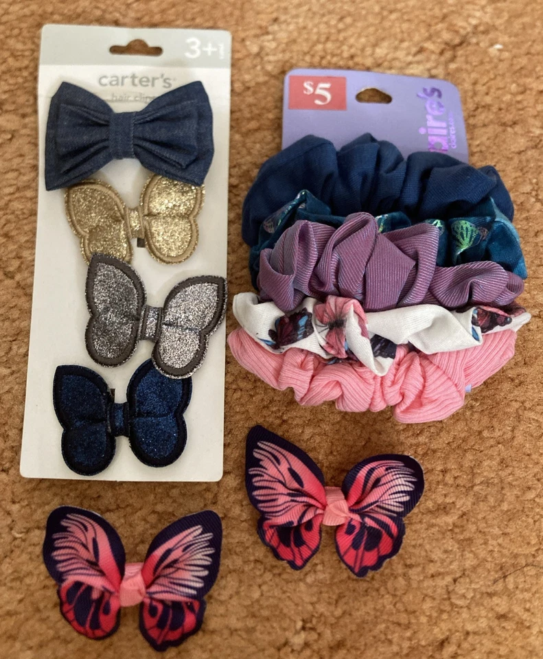 Carter’s Hair Clips & Claire’s Scrunchie Ties-Only Colored Butterflies Preowned - Image 1 of 4