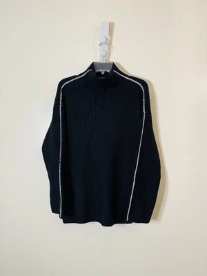 Express Cuello Simulado Mezcla Algodón Jersey Suéter Negro Blanco Nuevo Sin Etiquetas Talla M Foto 1 de 4