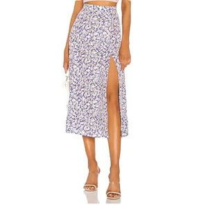 RESA Skatie Midi Skirt Purple Leopard High Slit High Waist A-Line Size L Large - Picture 1 of 9