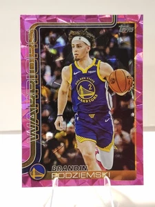 2025-26 Topps Brandin Podziemski #141 Pink Diamante Foil Golden State Warriors - Foto 1 di 2