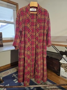 Bonnie Cashin Country Mohair Plaid Coat 1960s Designer Outerwear Long Jacket - Picture 1 of 10