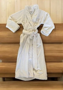 Hammacher Schlemmer Robe White Small Fancy Spa Resort Heavy Terry - Picture 1 of 7