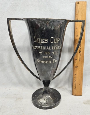 Rare 1915 CT Industrial League Loeb Cup Baseball Trophy Won By Singer Sewing Co - Image 1 of 4