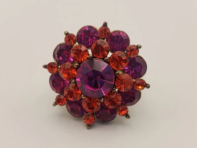 Park Lane Brittany Ring Size 7 S7 Burnished Gold Tangerine and Fuschia Crystals - Image 1 of 4