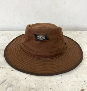 Vintage Safari Bush Hat Brown 100% Cotton UK Made Small Fitting Fisherman Outdoo - Picture 1 of 9