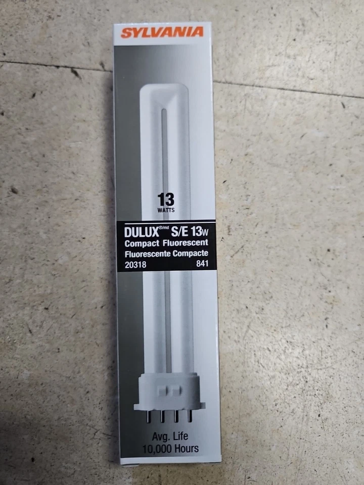 Set of 2 20318 Sylvania CF13DS/E/841 Dulux S/E 13W 4 Pin CFL Lamp - Image 1 of 1