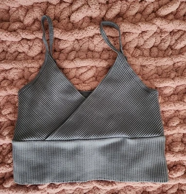 aura s/m Blue-grey crop tank work out top womens Bralette  - Изображение 1 из 4