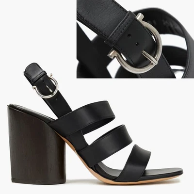 SALVATORE FERRAGAMO SHOES TREZZE SLINGBACK SANDALS LEATHER GANCINI $780 sz 6.5 - Image 1 of 4