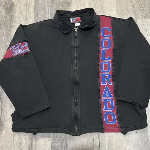 VTG Colorado Avalanche Pro Player Full Zip 90s Black NHL Hockey Sweatshirt Cover