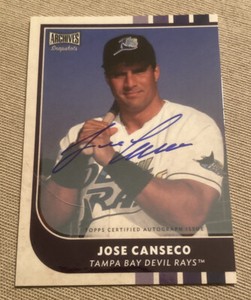 Jose Canseco 2021 Topps Archives Snapshots On Card Auto #12 Tampa Bay Devil Rays