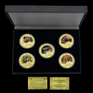 5pcs/box Ancient Egyptian Pharaoh Collectibles Medals Pyramid Gold Plated Coins - Picture 1 of 12