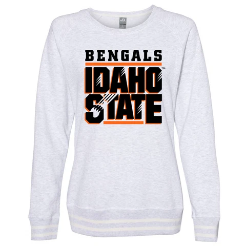 Official NCAA Idaho State Bengals Women's Crewneck Sweatshirt w/ Striped Edges Cover