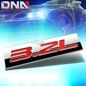 ALUMINUM STICK ON POLISHED CHROME RED 3.2L 3.2 L DECAL EMBLEM TRIM BADGE LOGO - Picture 1 of 3