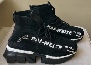 Pai-Weite Black High Top Socks Sneakers Athletic Tennis Shoes SZ 41 SZ 8 - Picture 1 of 7