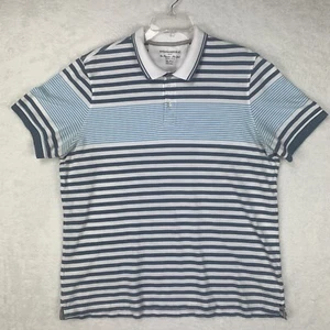 Camisa Polo Banana Republic Para Hombres XL Manga Corta Azul Blanco Rayas Algodón Informal - Imagen 1 de 8