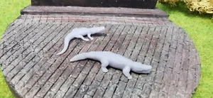 2er Set 1/87 Krokodil Aligator Tier Figur Zoo Park Diorama H0 HO unbemalt Resin - Picture 1 of 6