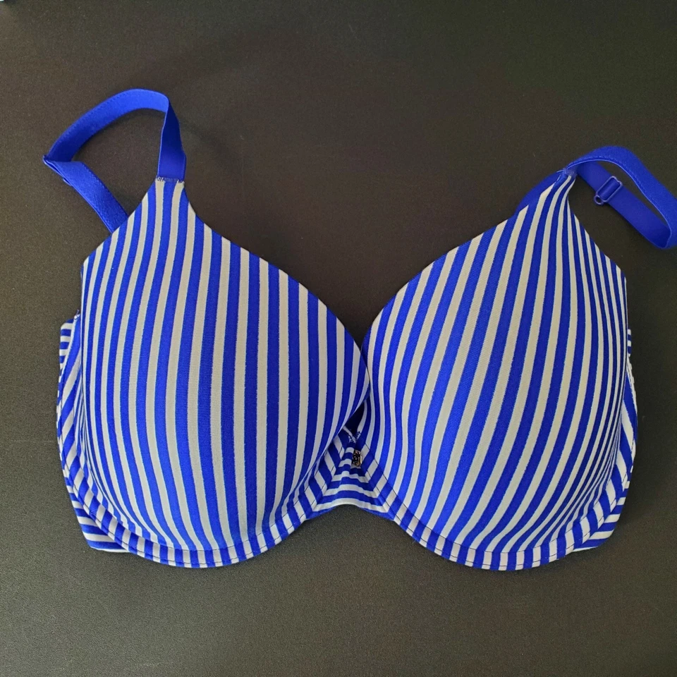 Sujetador Betsy Johnson Forever Perfect Demi Azul Blanco Rayas Acolchado Con Aros 32DDD Foto 1 de 4