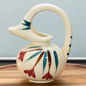 Vintage Purinton Pottery Slipware Honey Jug Shooting Star Pattern Green Pink - Picture 1 of 7