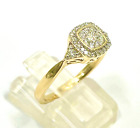 Genuine Solid 9ct Yellow Gold Ladies Cluster Diamond Ring 2.9g HL6542