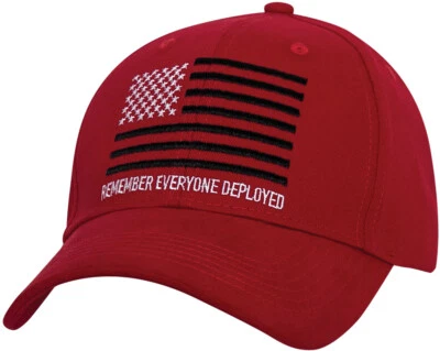 R.E.D. Remember Everyone Deployed USA Flag Cap US Support Soldiers Baseball Hat - Image 1 of 2