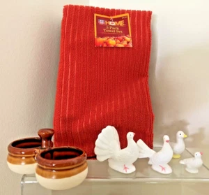 ~Vintage Bone China Henne Set, Russ-Ente, Gewürzhalter + Handtuchset~schön! - Bild 1 von 10