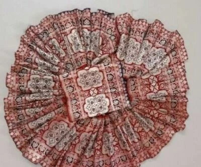 Om Vintage Sari Border Art Seda Frisada Fita Vermelha Acabamento de Renda W 7" L265 - Imagem 1 de 4