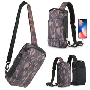 Sling USB Port Crossbody Bag Anti-theft Chest Shoulder Messenger Men's Backpack - Picture 1 of 14