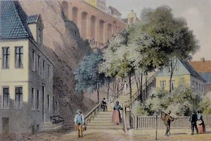 Wilhelm HEUER (1813-1890) Litho 1850: HELGOLAND - DIE GROSSE TREPPE / Rarität !! - Bild 1 von 1