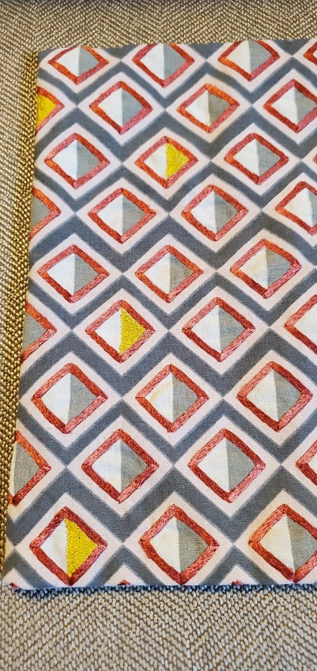 West Elm Geometric Modern Abstract Crewel Pillow Cover Lumbar 12" x 21" Gray - Image 1 of 4