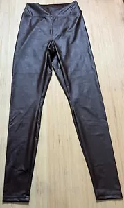 Offline By Aerie Real Luxe Brown Faux Leather Leggings Womens Medium Hi-Rise - Picture 1 of 8
