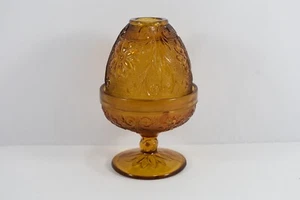 VINTAGE INDIANA GLASS TIARA FAIRY LAMP - AMBER - EXCELLENT CONDITION - Picture 1 of 7