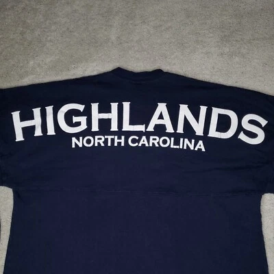 Camisa de recuerdo vintage Highlands North Carolina manga larga adulto pequeña azul Foto 1 de 4