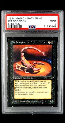 1994 MtG Magic The Gathering Legends Pit Scorpion Vintage Card PSA 9 Mint POP 18 - Image 1 of 4