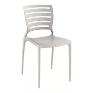 Bistro Style Gray Resin Stackable Outdoor Patio Restaurant Dining Chair - Picture 1 of 8