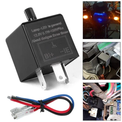 3-Pin LED Adjustable Wired Motorcycle Flasher Relay Turn Signal Indicator Flash - Image 1 of 4