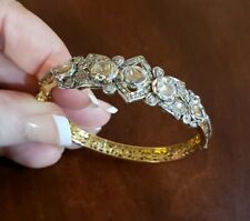 22K Gold FILIGREE DIAMOND BANGLE 7" Bracelet, Handcrafted INDIAN MUGHAL STYLE