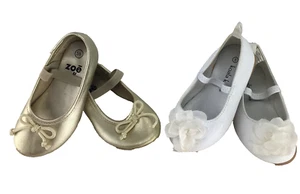 Koala Kids White Ballet Flats Dressy Shoes Baby Toddler Girl 5 Zoe Zack Gold 5.5 - Picture 1 of 21