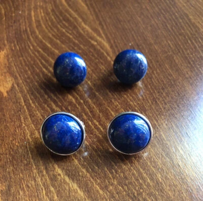 Orecchini in lapislazzuli su montatura in argento 925 rodiato - Immagine 1 di 4