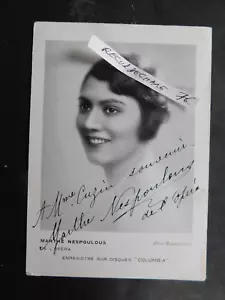 carte AUTOGRAPHE DEDICACE MARTHE NESPOULOS THEATRE DES ARTS A ROUEN VERS 1930 - Imagen 1 de 2