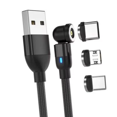 3A Schnell Ladekabel 3 in 1 Magnet für Handy Micro USB C Typ-C iPhone Samsung - Bild 1 von 4