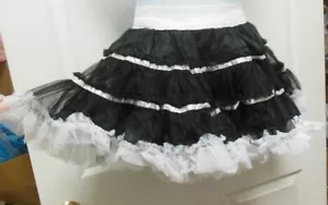 Falda Súper Volante Organdy Enaguas Dance CanCan Negra Blanca Niños Damas - Imagen 1 de 7