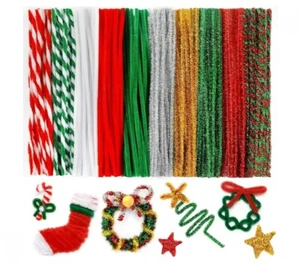100 Pcs Pipe Cleaners,Christmas Pipe Cleaners Craft Supplies,Chenille Stems  - Picture 1 of 2