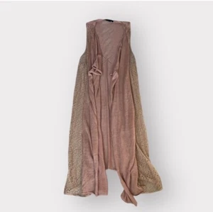 BCBGMaxAzria Light Beige & Gold Shimmer Waterfall Longline Vest - Picture 1 of 4