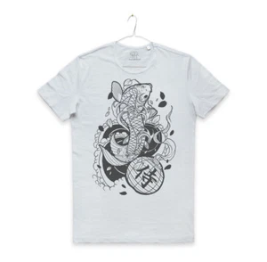 MAGLIETTA CARPA KOI Jap Samurai Kanji Japanese Fish Koi CARP TATTOO T-SHIRT MAN - Picture 1 of 9